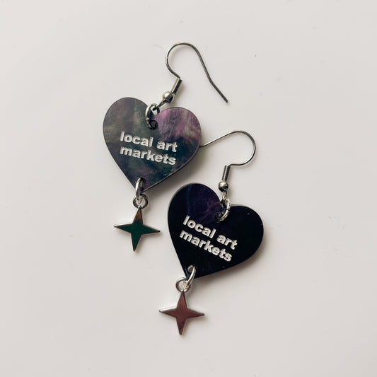 I HEART LOCAL ART MARKETS ACRYLIC EARRINGS