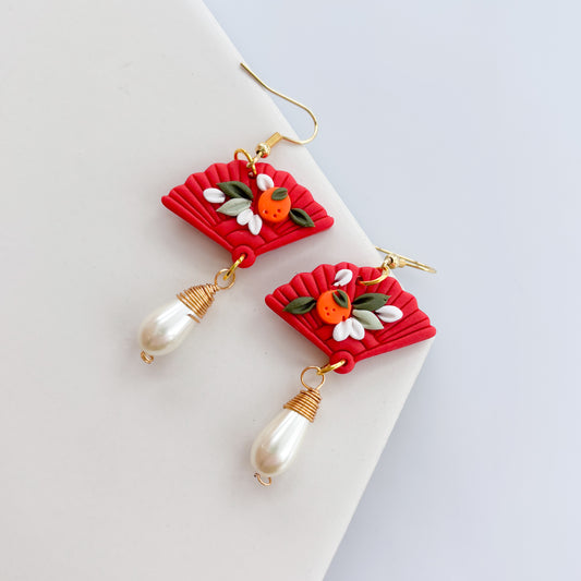 ORANGE BLOSSOM FAN EARRINGS