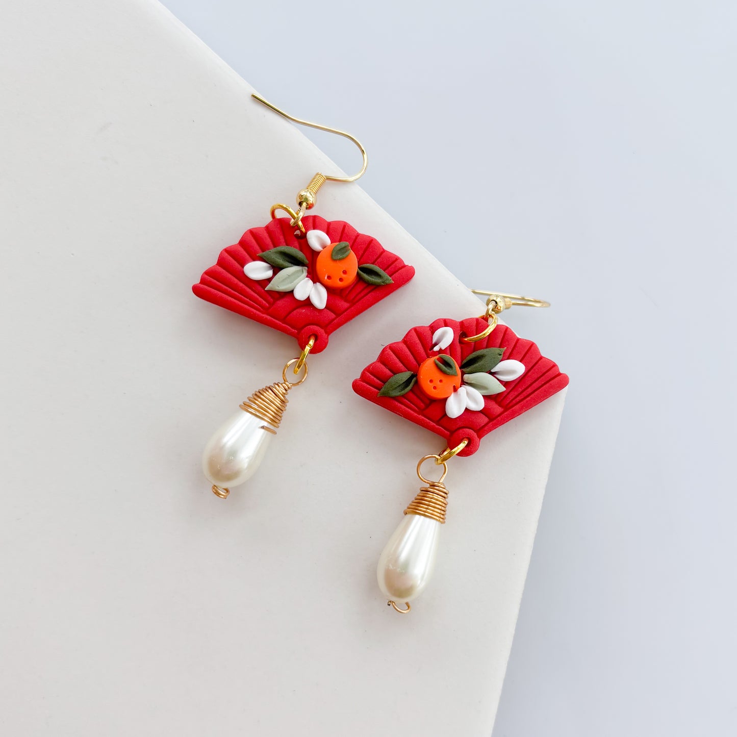 ORANGE BLOSSOM FAN EARRINGS