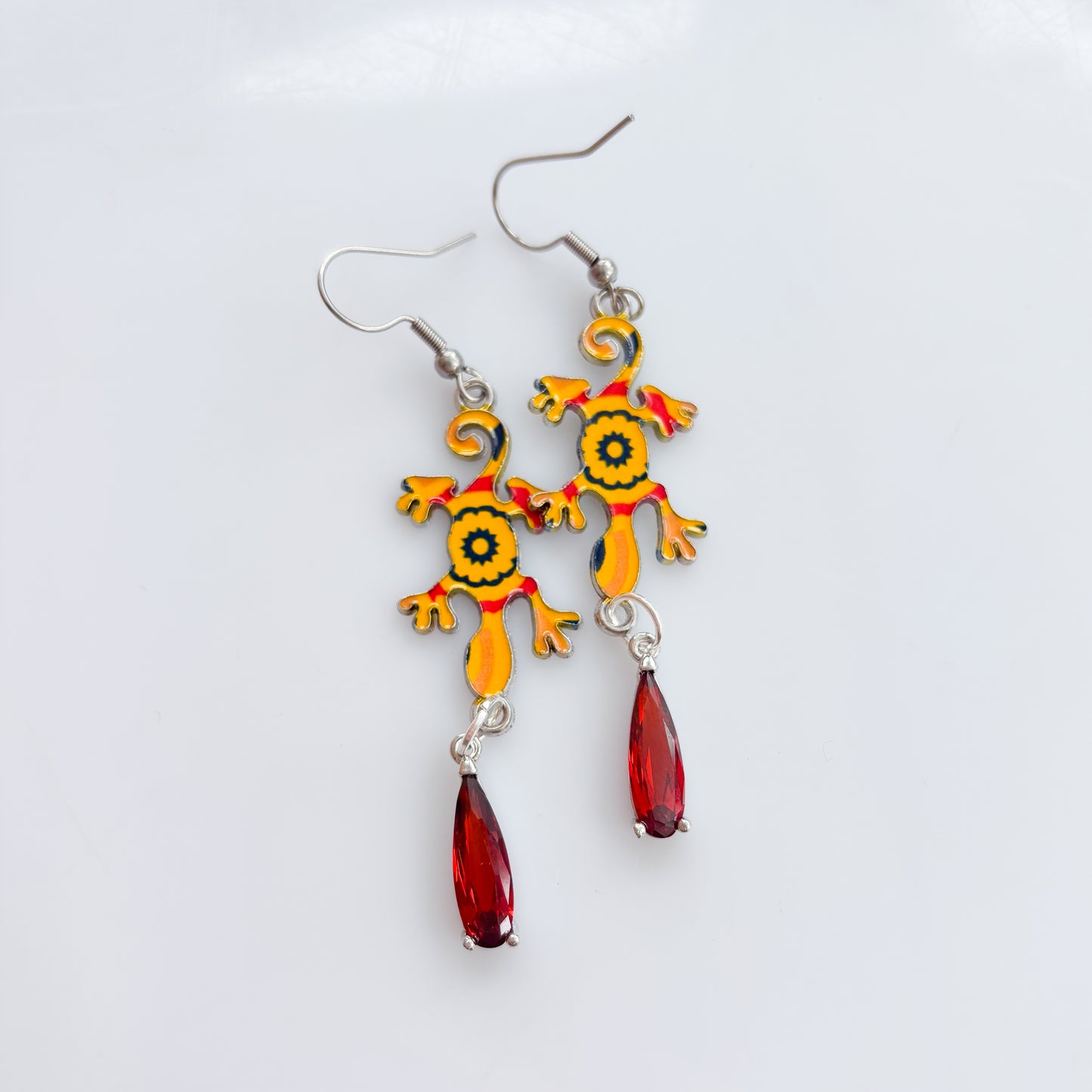 YELLOW LIZARD CHARM EARRINGS