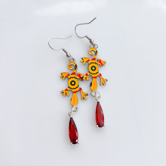YELLOW LIZARD CHARM EARRINGS