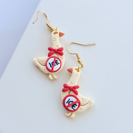 'ICE OUT' GEESE EARRINGS (RED)