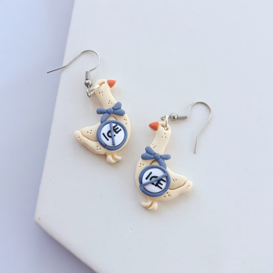 'ICE OUT' GEESE EARRINGS (BLUE)