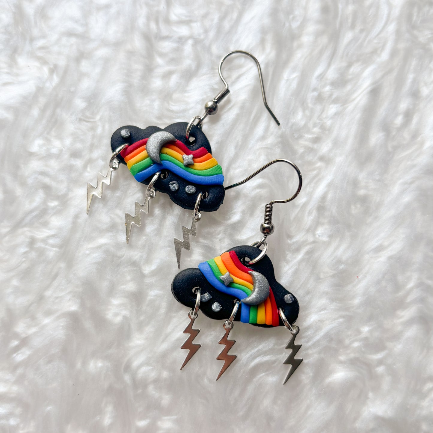 BLACK RAINBOW STORM CLOUD EARRINGS