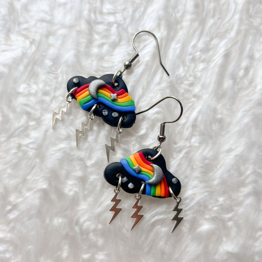 BLACK RAINBOW STORM CLOUD EARRINGS