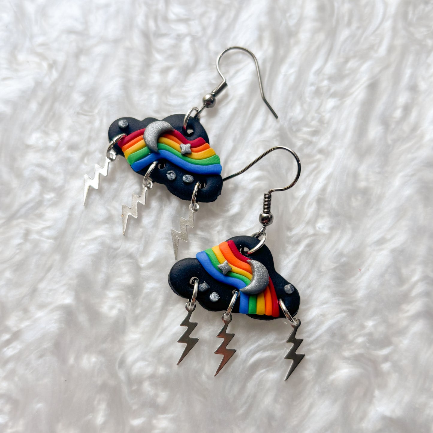 BLACK RAINBOW STORM CLOUD EARRINGS