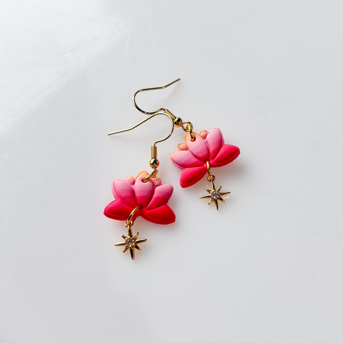 ORANGE TO PINK LOTUS EARRINGS