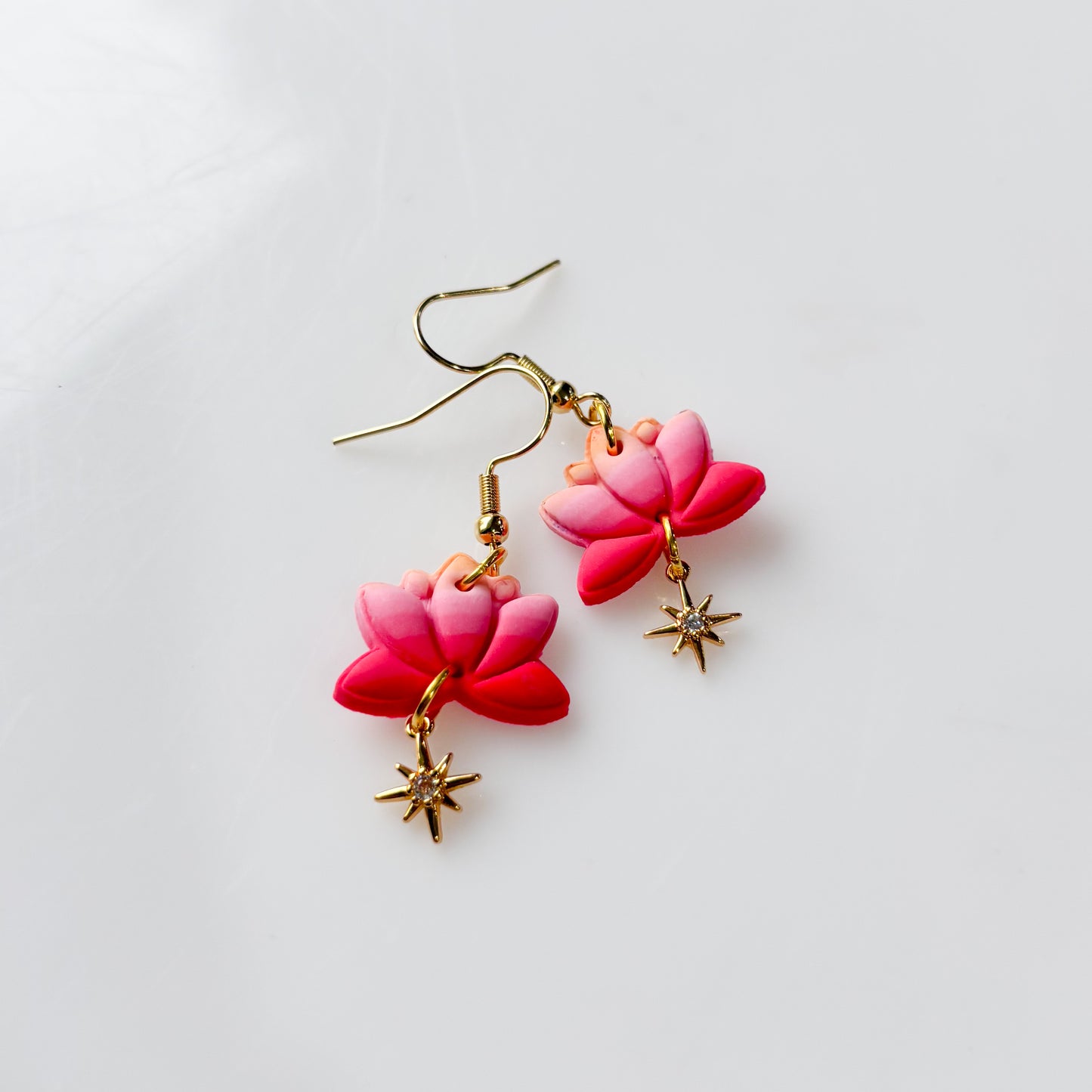 ORANGE TO PINK LOTUS EARRINGS