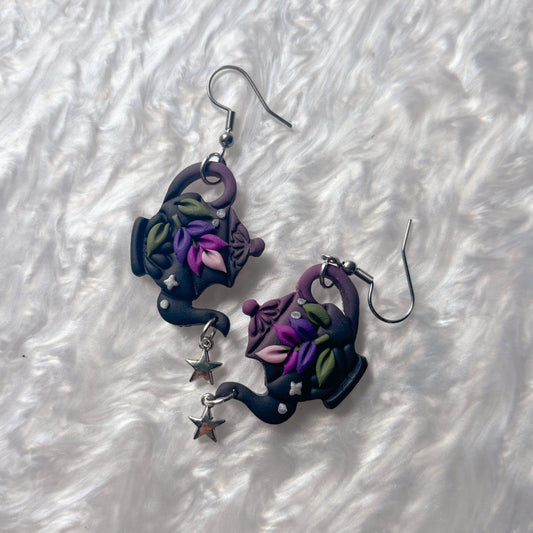 LAVENDER TEAPOT EARRINGS
