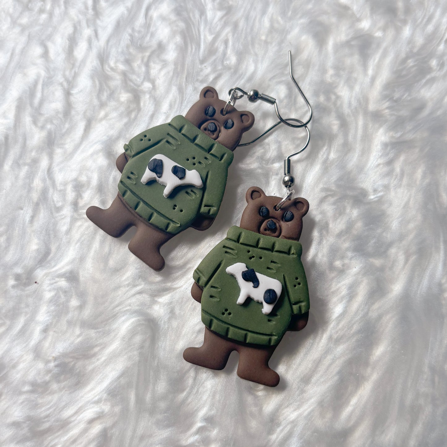 COW SWEATER BEAR EARRINGS
