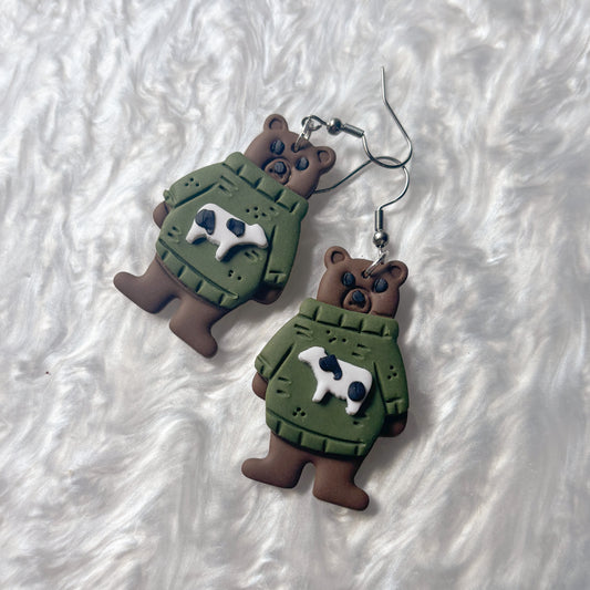 COW SWEATER BEAR EARRINGS