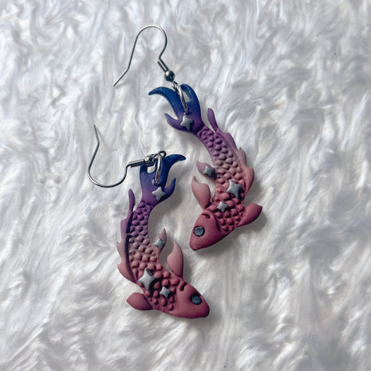 PURPLE BLUE FISH EARRINGS