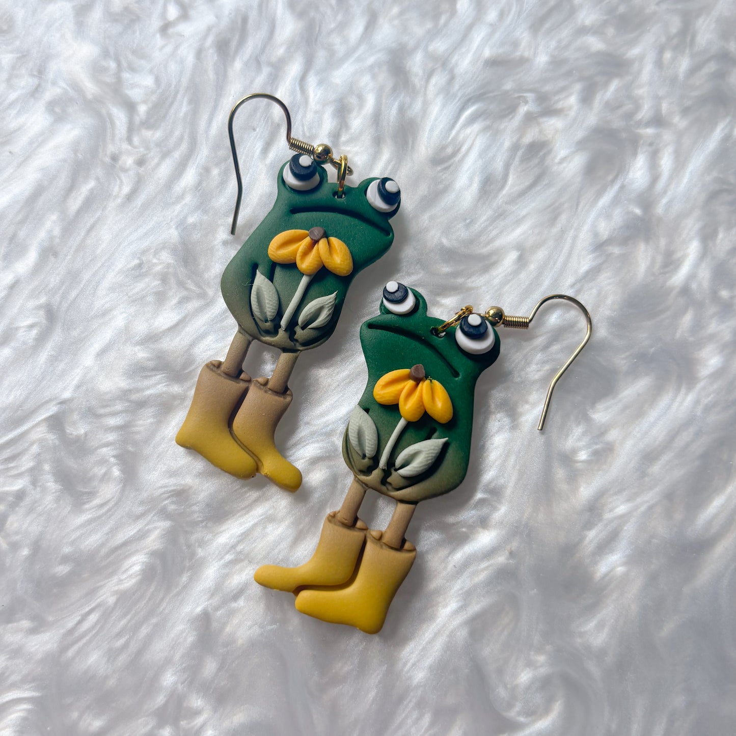 SUNFLOWER FROG EARRINGS