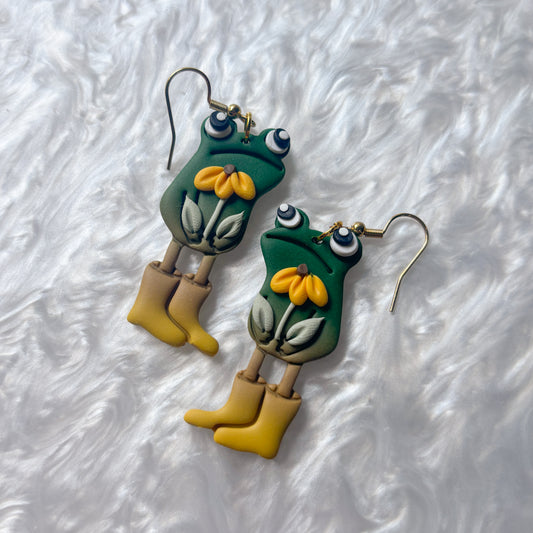 SUNFLOWER FROG EARRINGS
