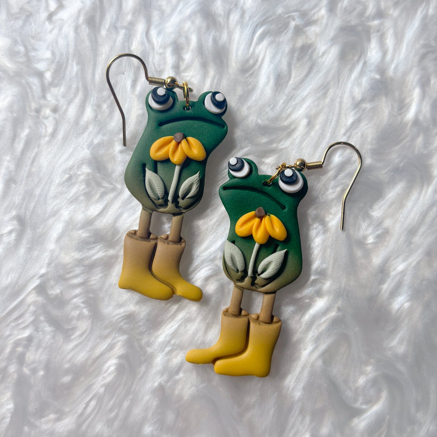 SUNFLOWER FROG EARRINGS