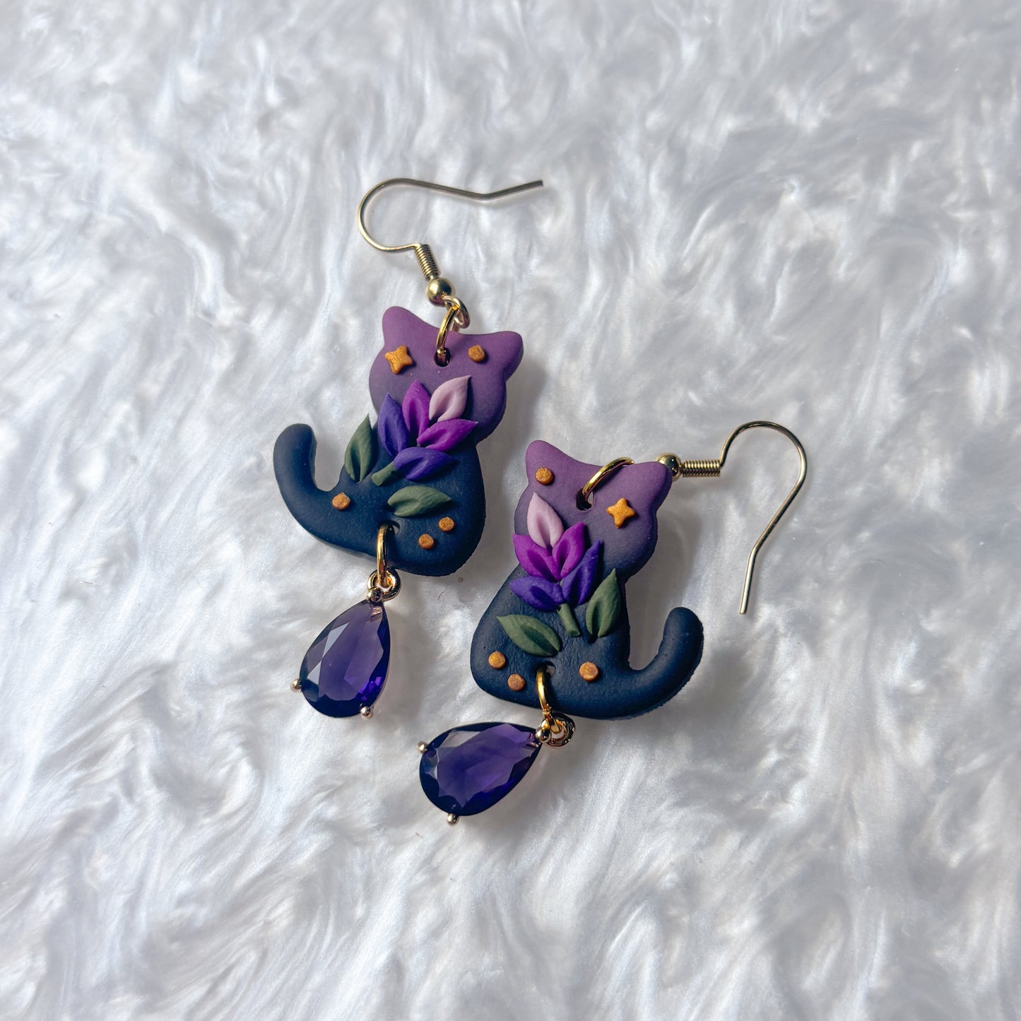 LAVENDER CAT EARRINGS