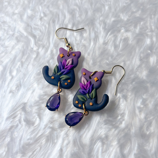 LAVENDER CAT EARRINGS