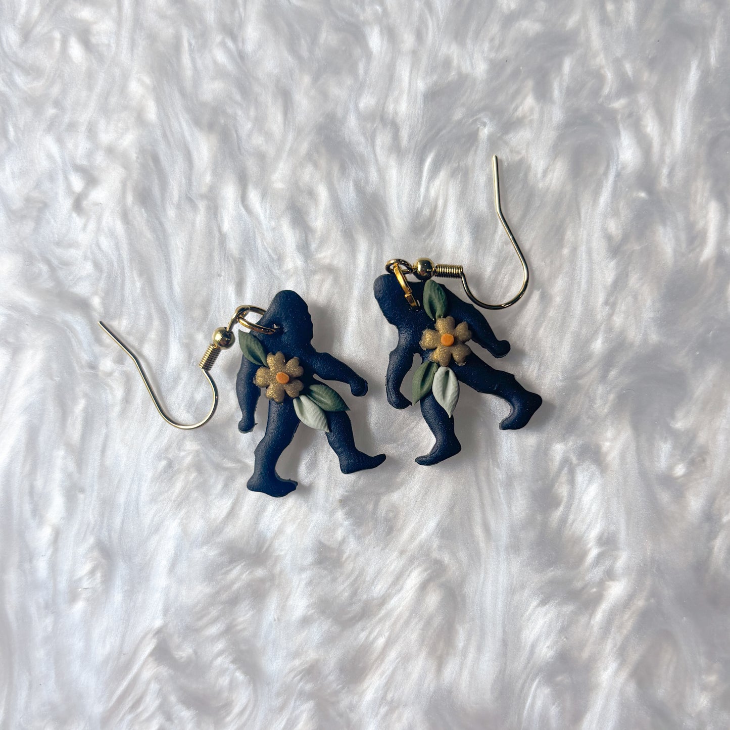 BIGFOOT SILHOUETTE FLORAL EARRINGS