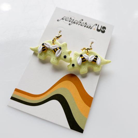 YELLOW BEE TRICERATOPS DINO EARRINGS