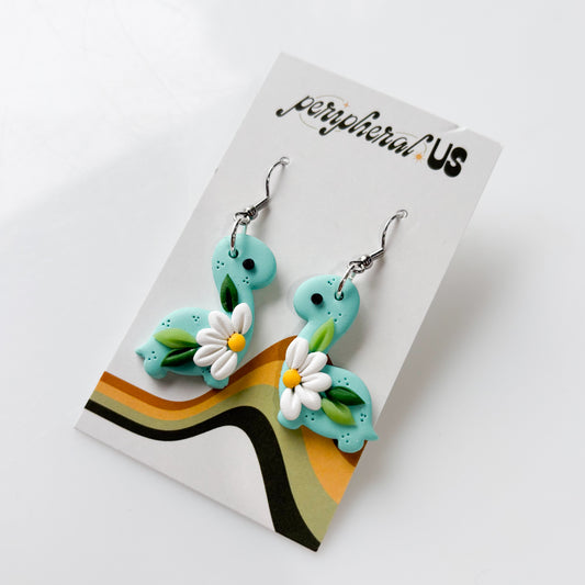DAISY TEAL BRONTO DINO EARRINGS