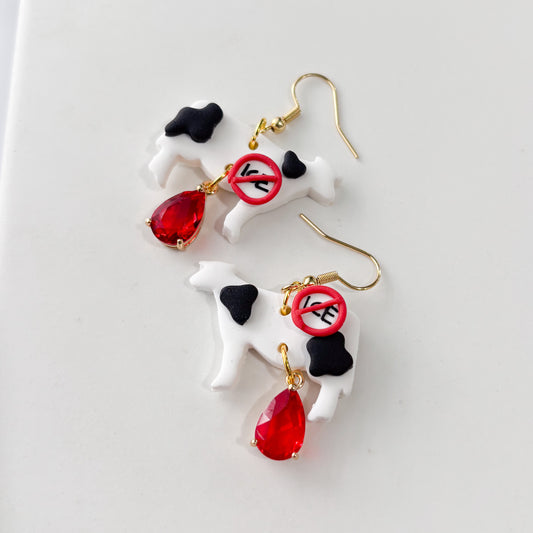 ICE OUT COW EARRINGS