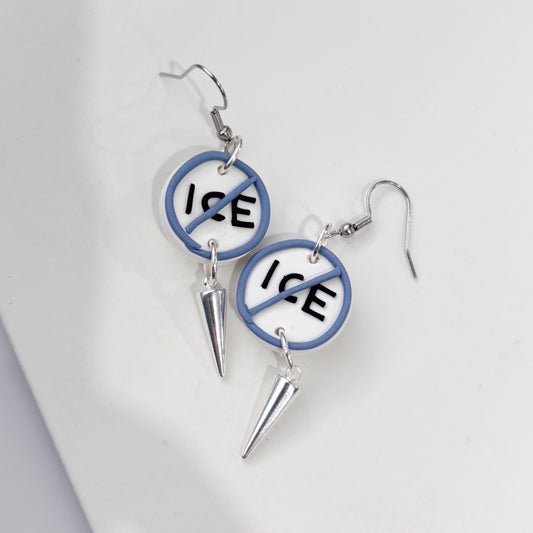 ICE OUT BLUE CIRCLE EARRINGS