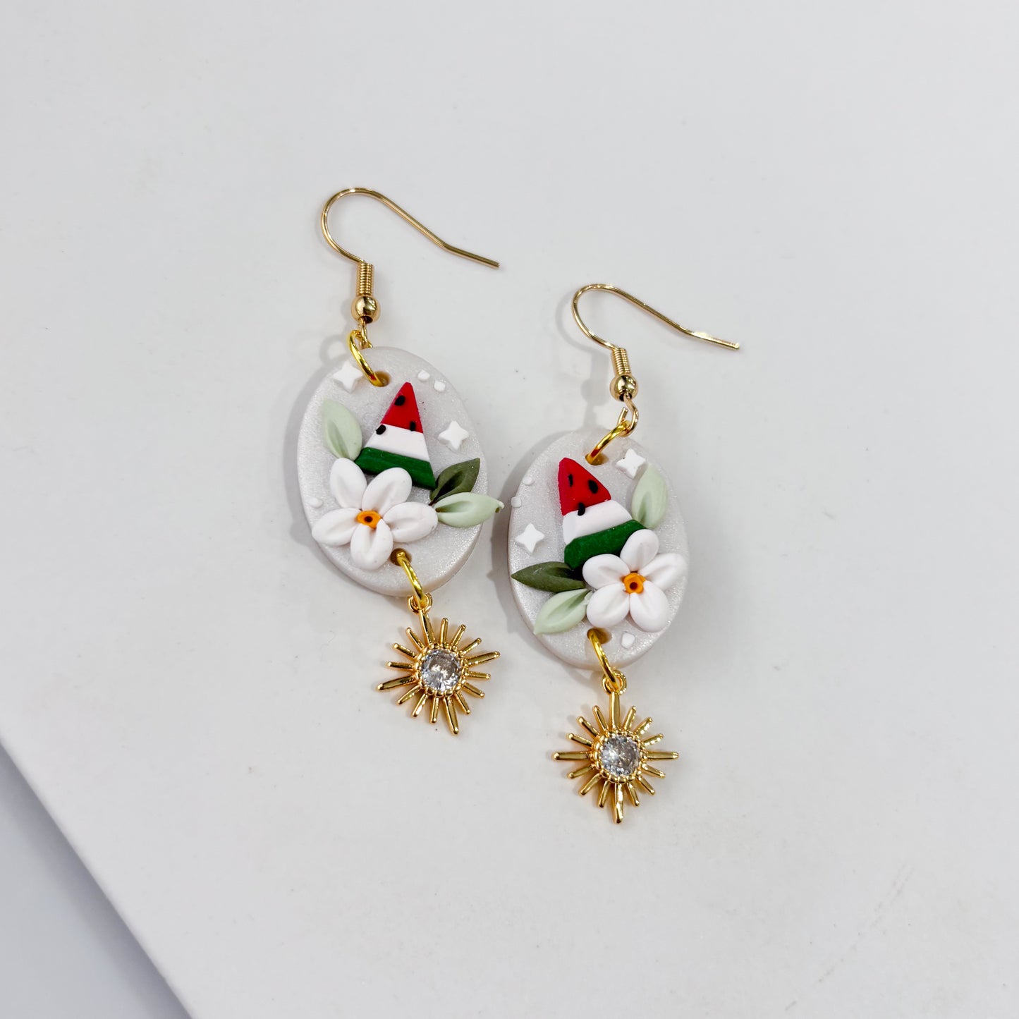 WATERMELON DAISY OVAL PALESTINE EARRINGS