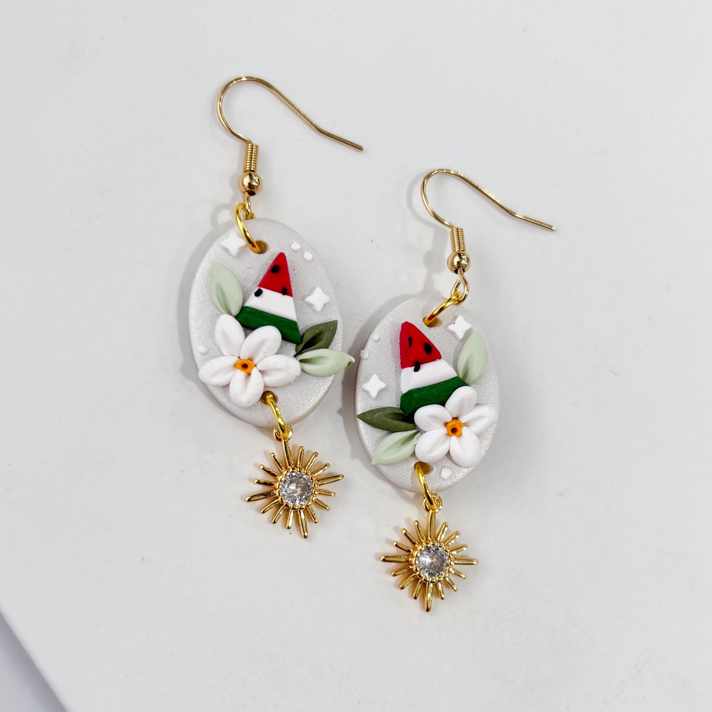 WATERMELON DAISY OVAL PALESTINE EARRINGS