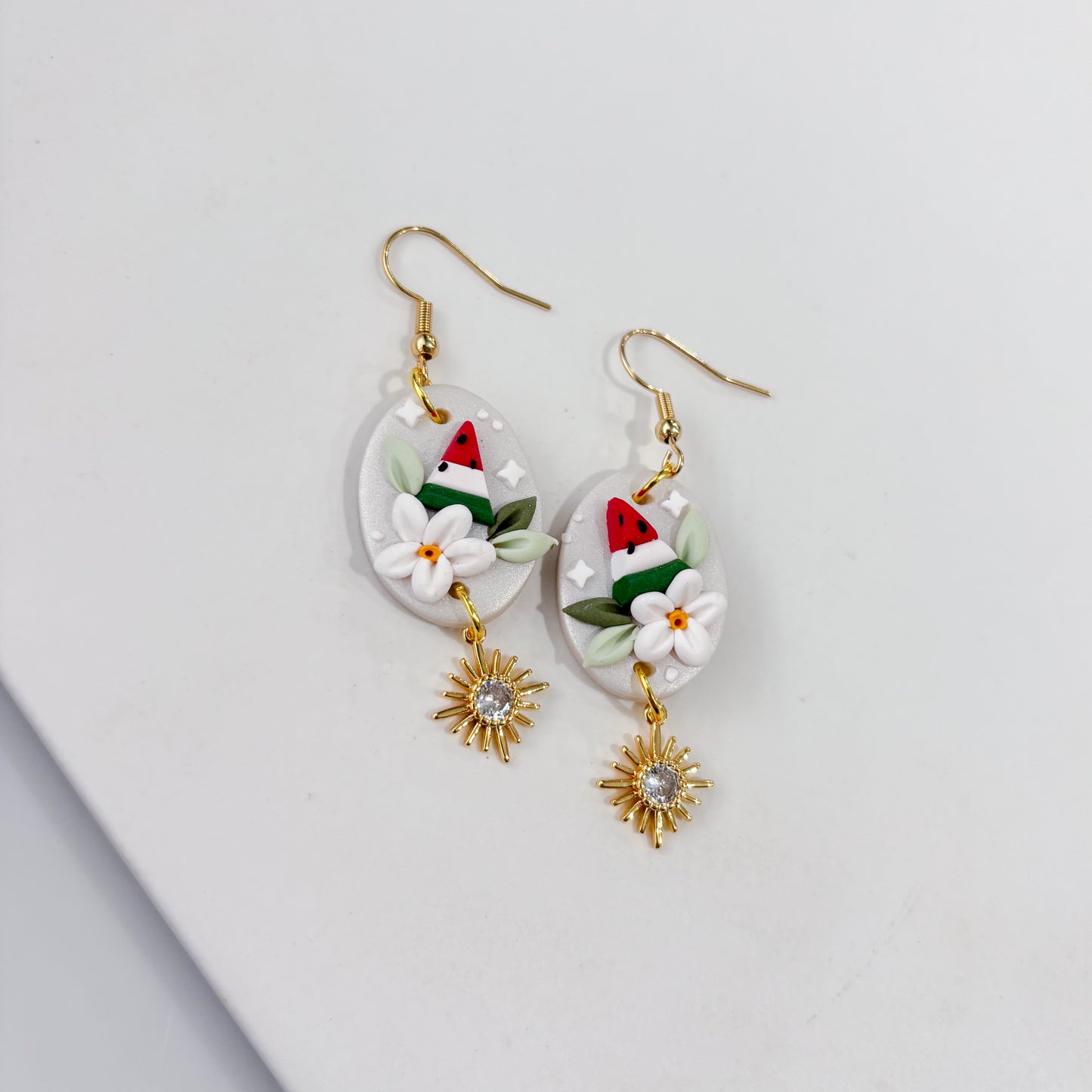 WATERMELON DAISY OVAL PALESTINE EARRINGS