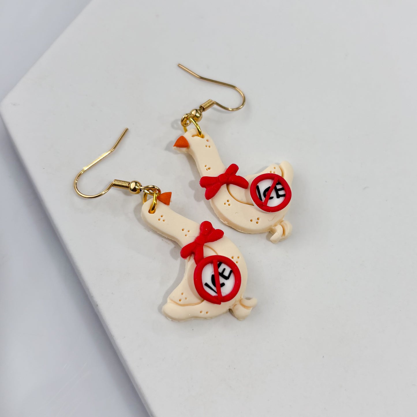 ICE OUT GEESE EARRINGS (RED)