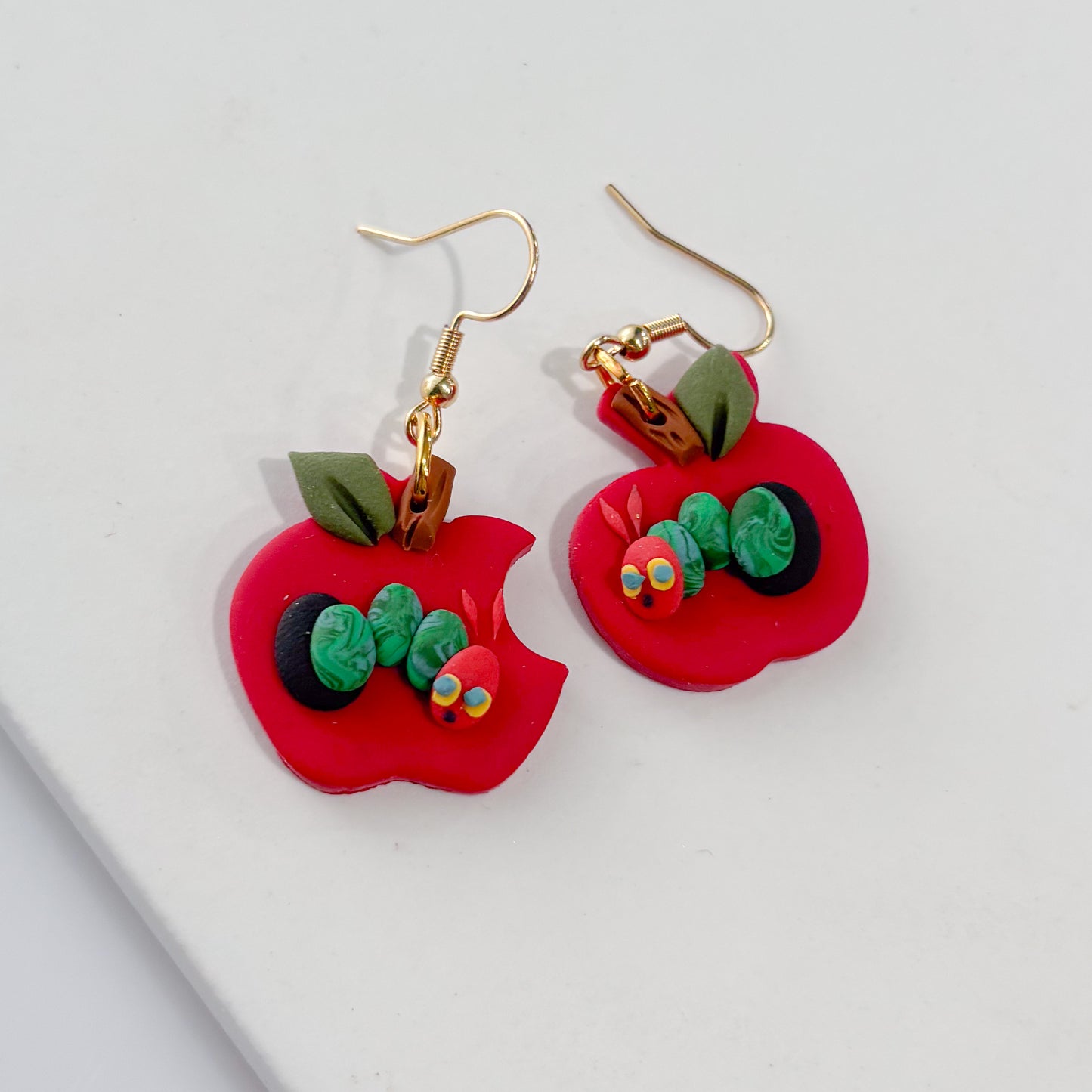HUNGRY CATERPILLAR APPLE EARRINGS