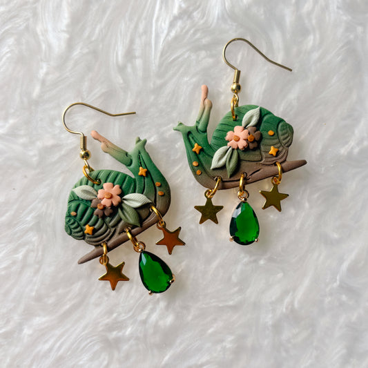 GREEN SNAIL EARRINGS