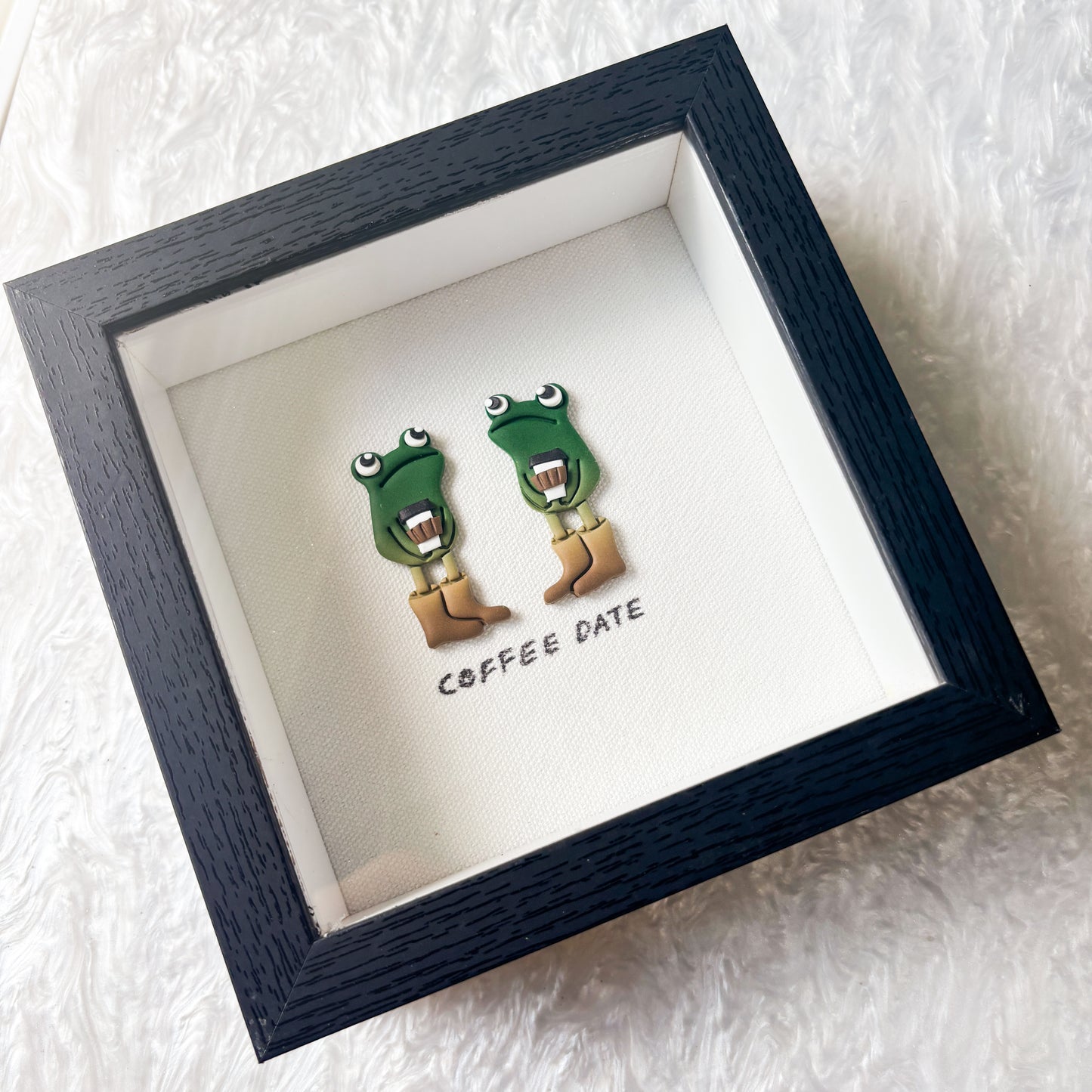 AWKWARD FROG COFFEE DATE FRAMED LIL ART