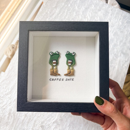 AWKWARD FROG COFFEE DATE FRAMED LIL ART
