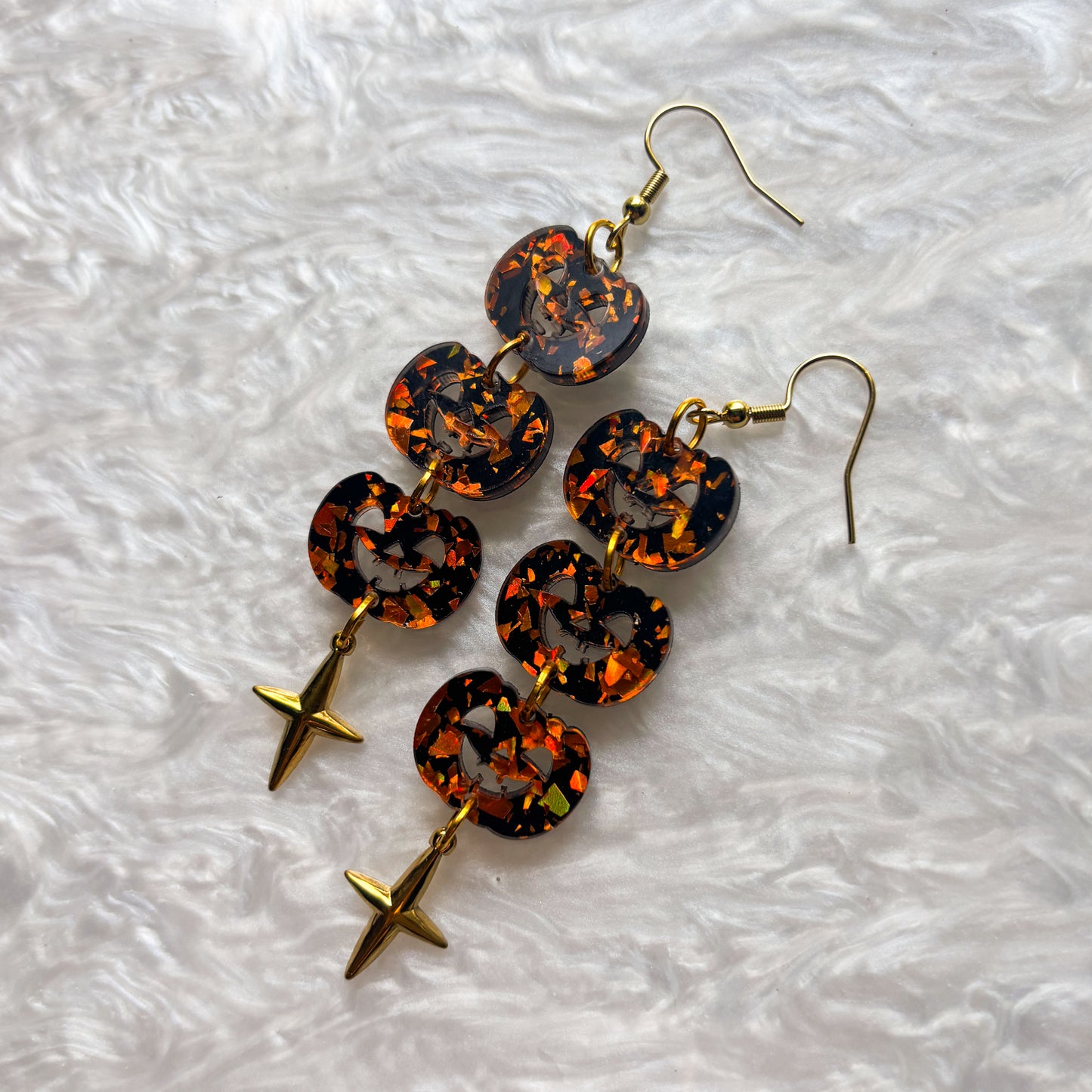 GLITTER JACK O LANTERN TRIO ACRYLIC EARRINGS
