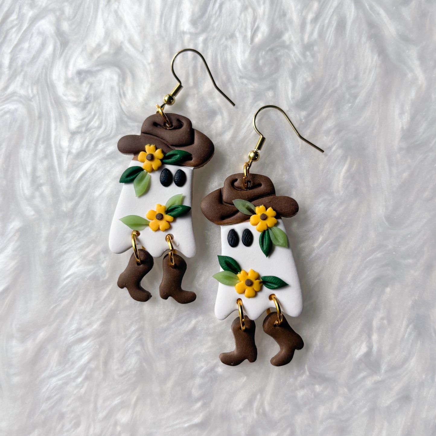 COWBOY SUNFLOWER GHOST EARRINGS