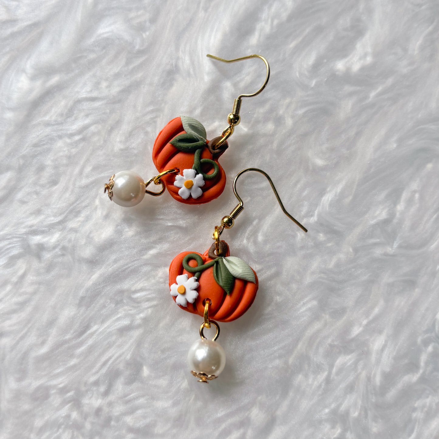 PUMPKIN & PEARL EARRINGS