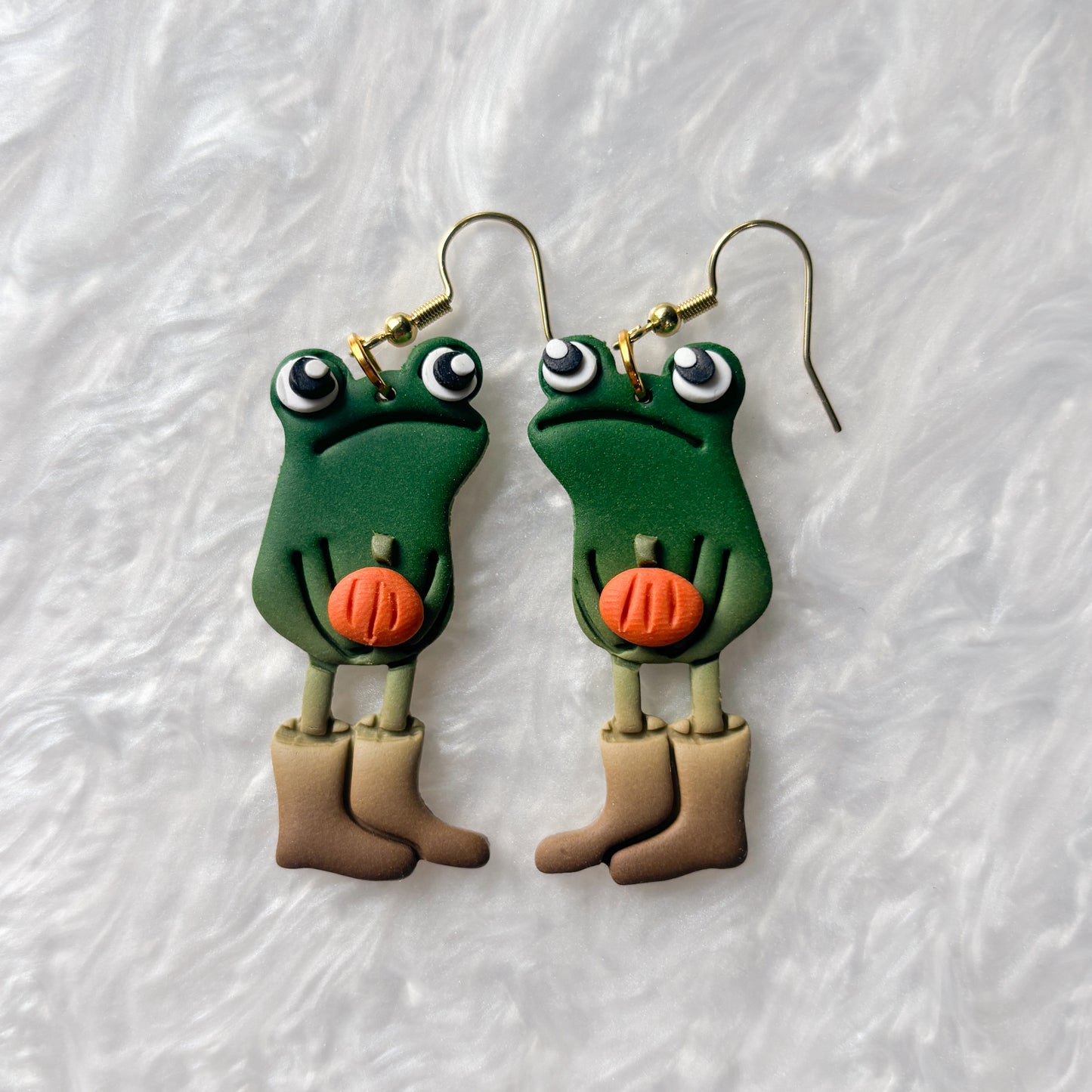 PUMPKIN AWKWARD FROG EARRINGS