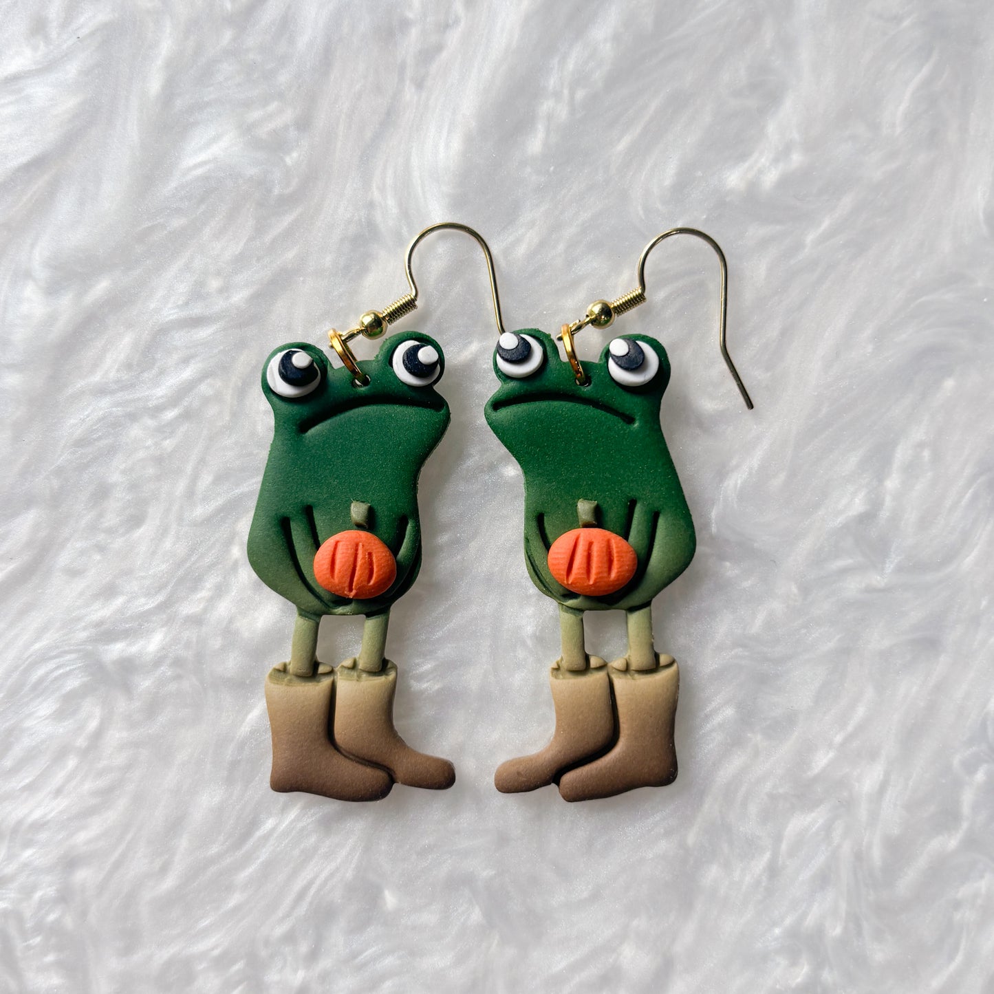 PUMPKIN AWKWARD FROG EARRINGS
