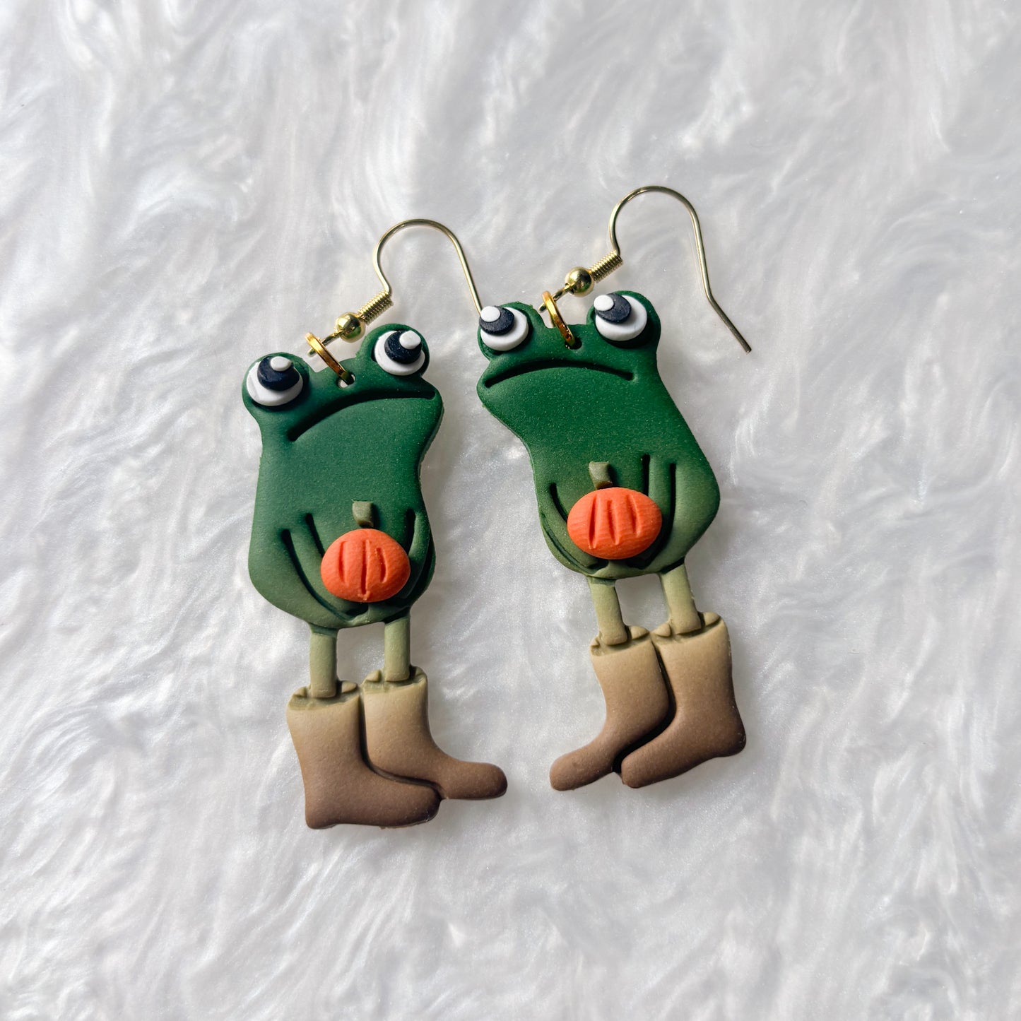 PUMPKIN AWKWARD FROG EARRINGS