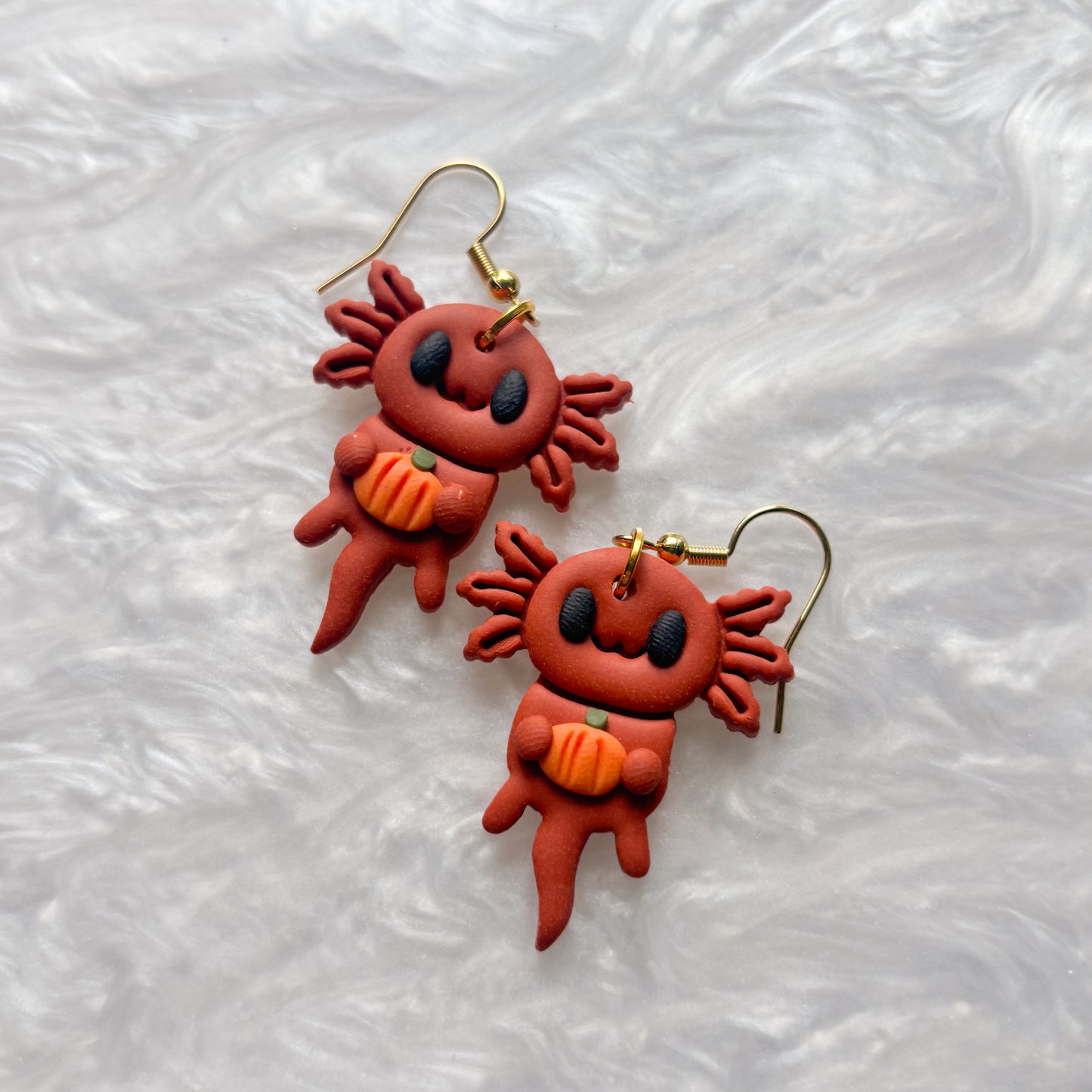 PUMPKIN AXOLOTL EARRINGS