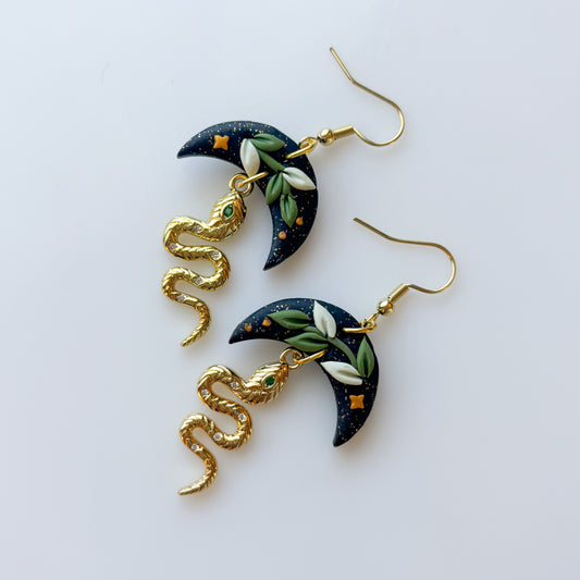 VINE MOON SNAKE EARRINGS