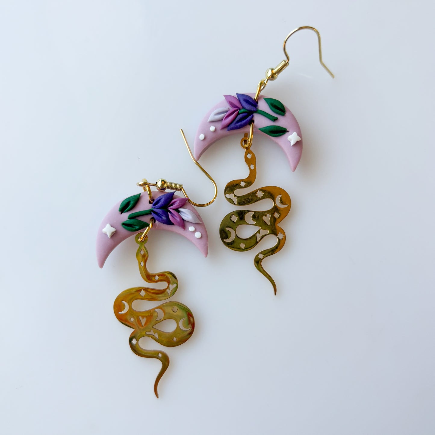 LAVENDER MOON SNAKE EARRINGS