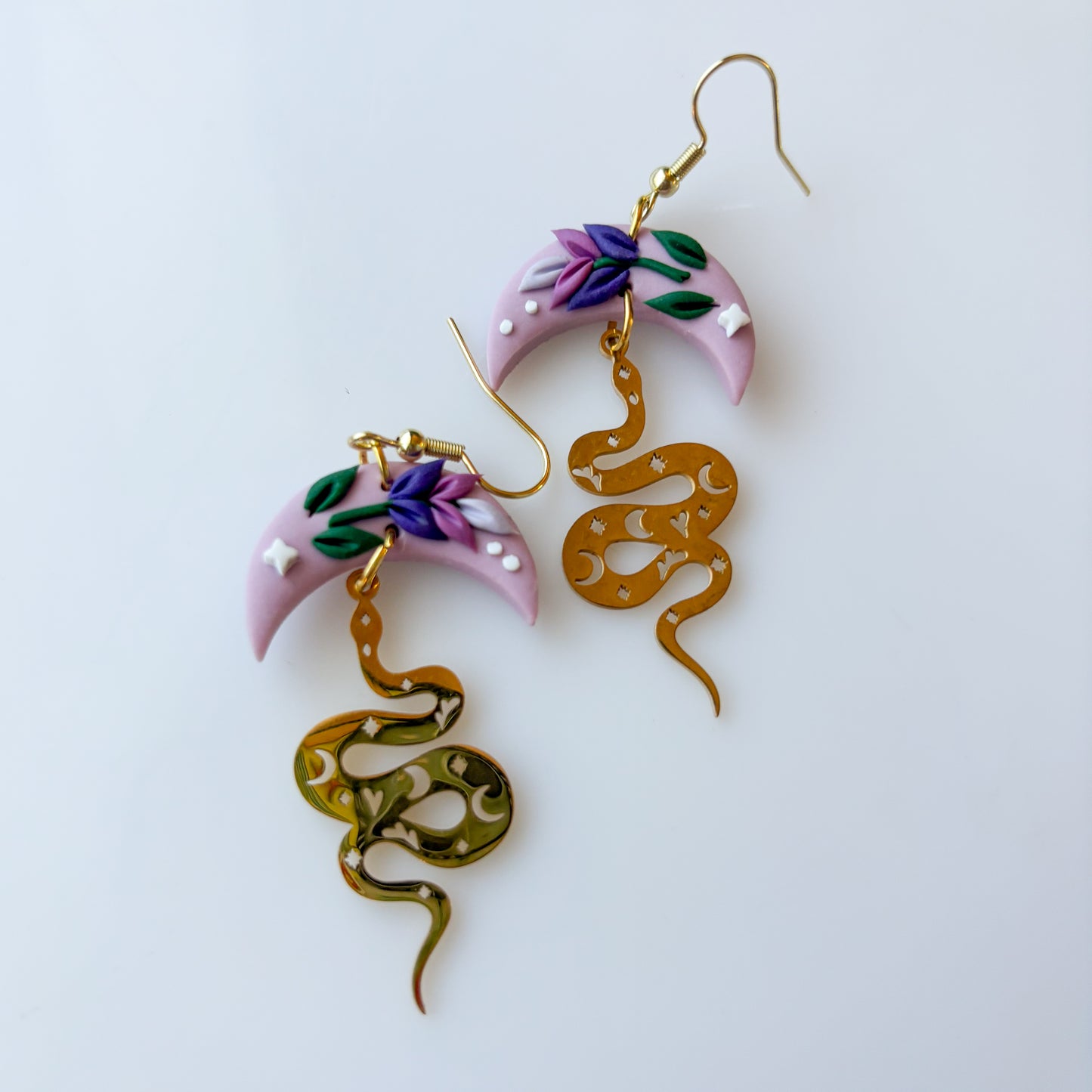 LAVENDER MOON SNAKE EARRINGS