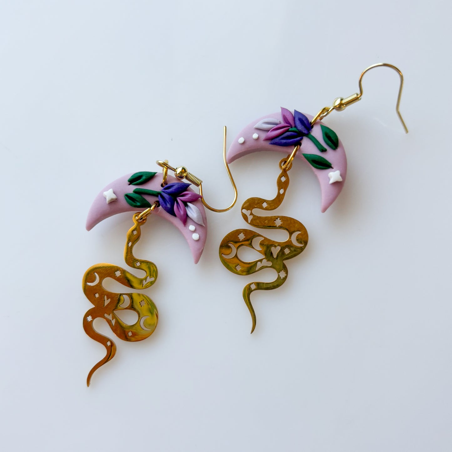 LAVENDER MOON SNAKE EARRINGS