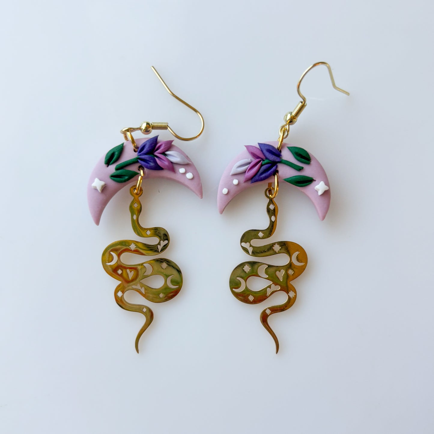 LAVENDER MOON SNAKE EARRINGS