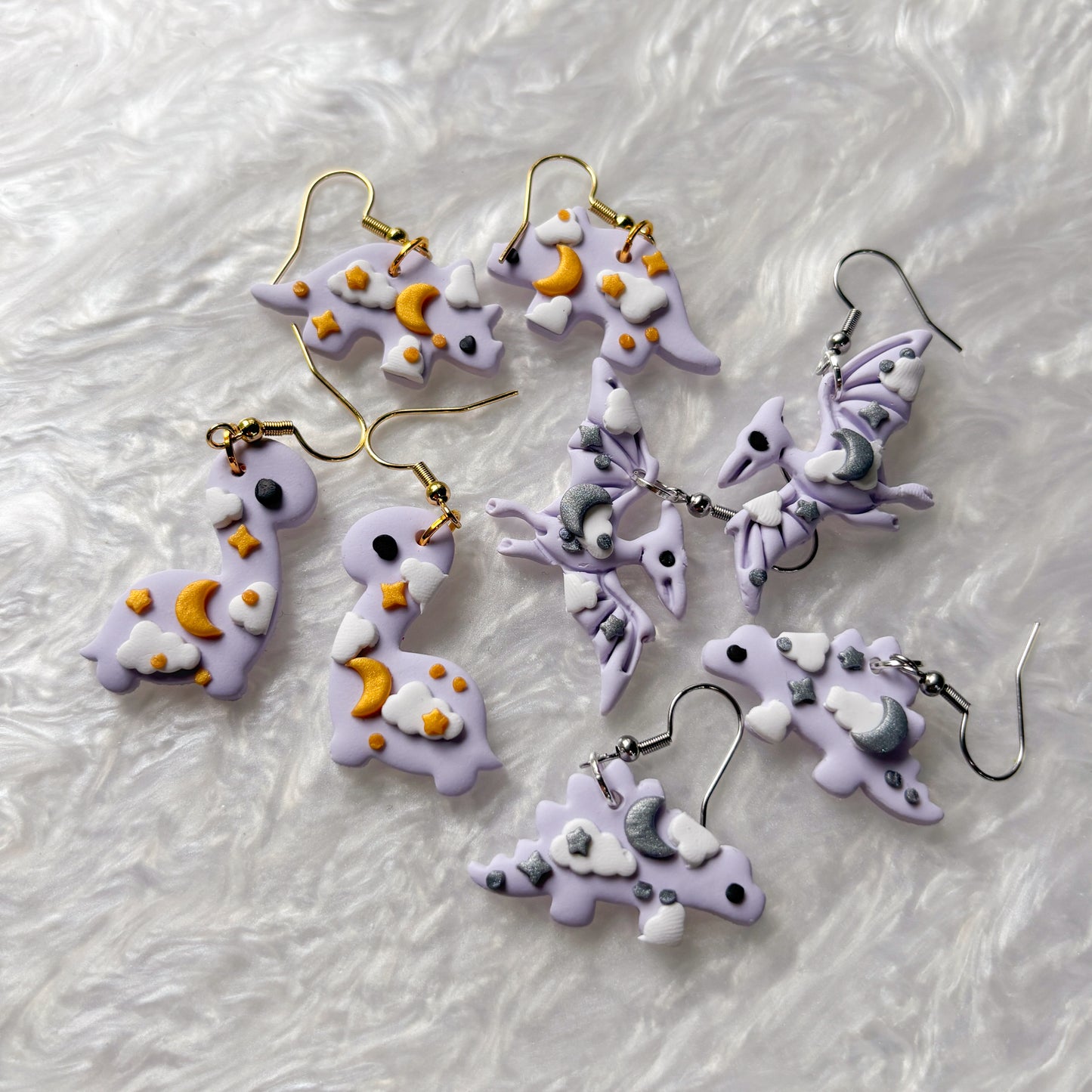 PURPLE CELESTIAL DINO EARRINGS (PTERODACTYL)