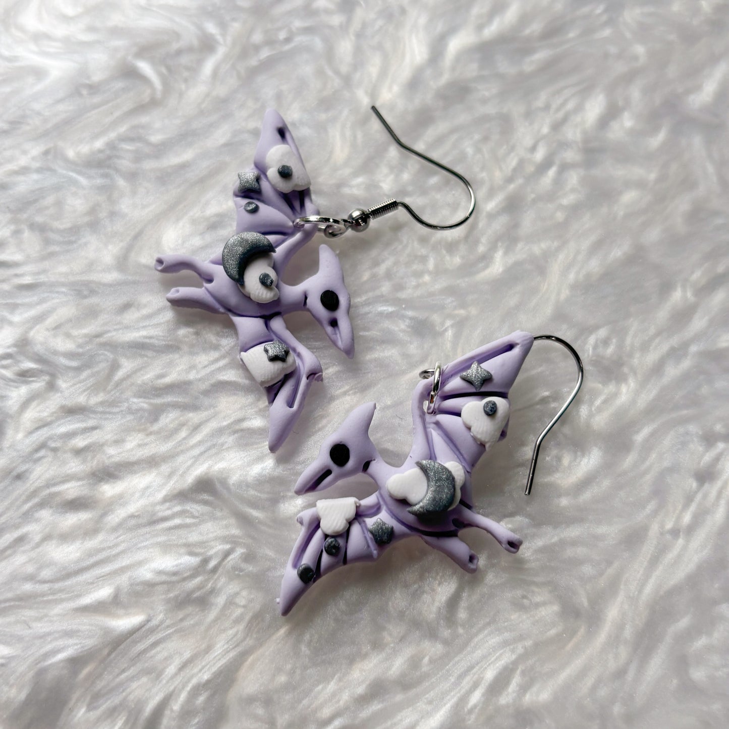 PURPLE CELESTIAL DINO EARRINGS (PTERODACTYL)