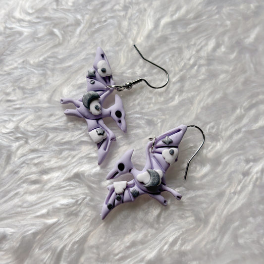 PURPLE CELESTIAL DINO EARRINGS (PTERODACTYL)
