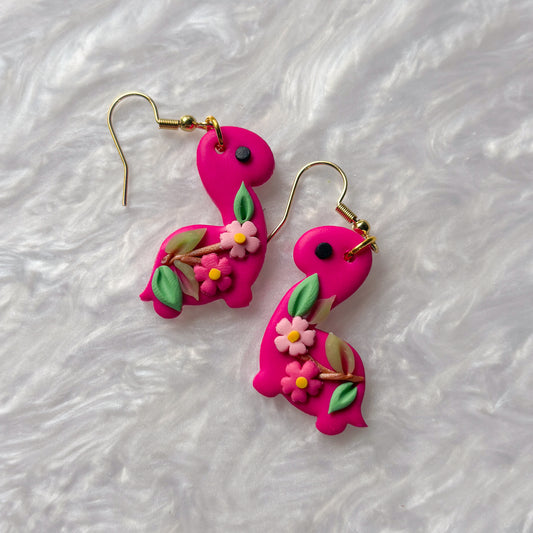 BRIGHT CHERRY BLOSSOM DINO EARRINGS (BRONTO)